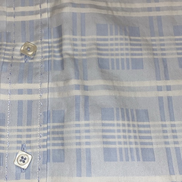 Bugatchi Blue & White Plaid Button Front Dress Shirt Men's L Large - Picture 9 of 10
